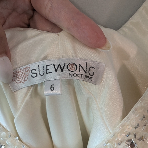 Sue Wong Beaded Sheath Wedding Dress V-Neck Sleeveless - Picture 6 of 9